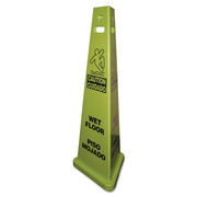 Impact 3-Sided Wet Floor Safety Sign, Ylw/Green, 14.75x4.75x40, Plastic, PK3 9140